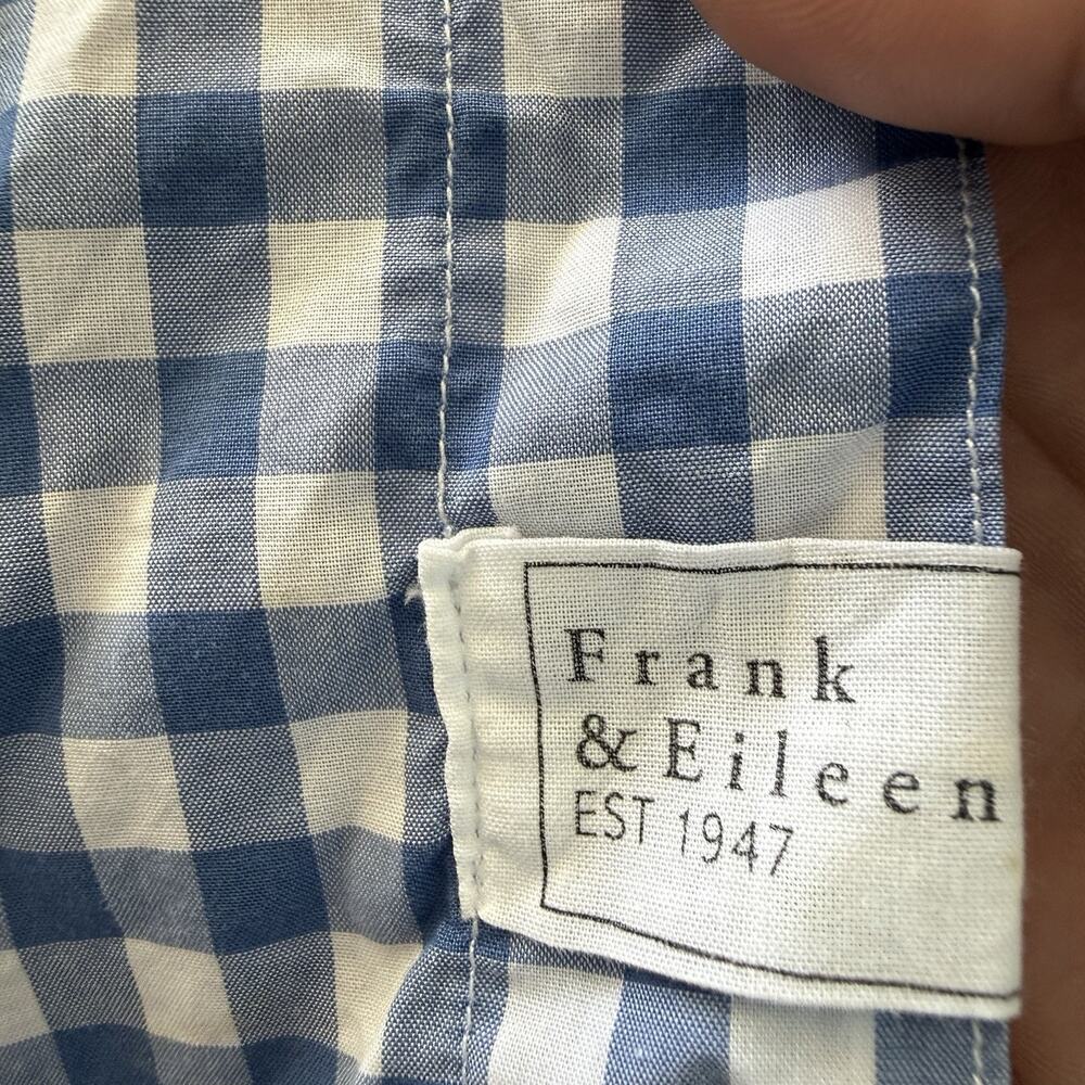 Frank & Eileen Barry Blue White Gingham Cotton Button Up Shirt Medium - Picture 8 of 9